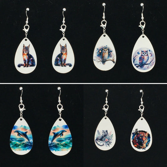 Small MDF hardboard reversible two sided earrings