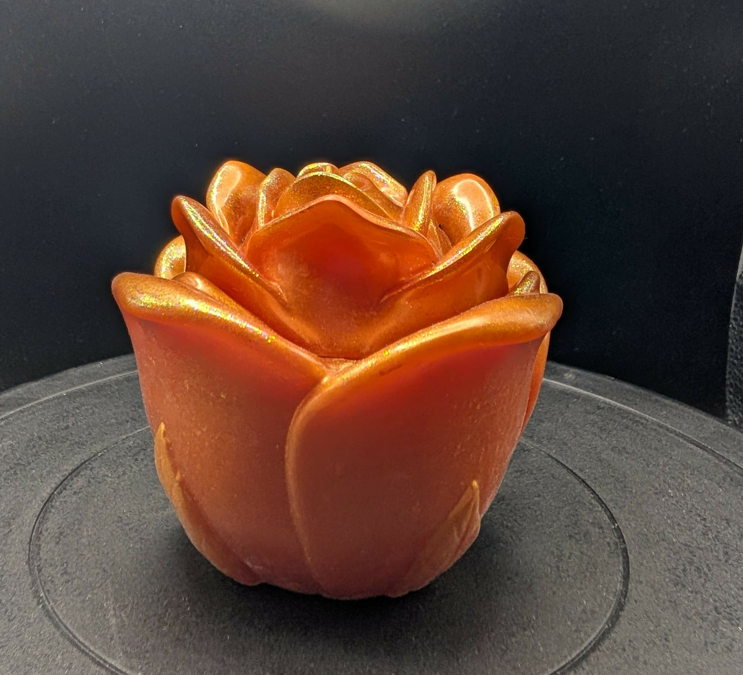 Epoxy Art - Rose Trinket Box - Orange