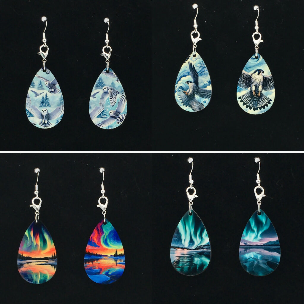 Small MDF hardboard reversible two sided earrings